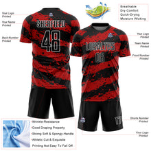 Load image into Gallery viewer, Custom Black Red-White Splash Sublimation Soccer Uniform Jersey