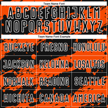 Load image into Gallery viewer, Custom Black Orange-White Splash Sublimation Soccer Uniform Jersey