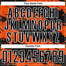 Load image into Gallery viewer, Custom Black Orange-White Splash Sublimation Soccer Uniform Jersey