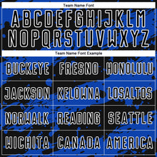 Load image into Gallery viewer, Custom Black Thunder Blue-White Splash Sublimation Soccer Uniform Jersey