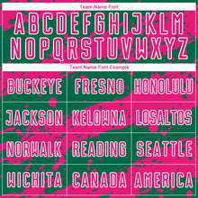 Load image into Gallery viewer, Custom Kelly Green Hot Pink-White Splash Sublimation Soccer Uniform Jersey