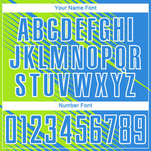 Load image into Gallery viewer, Custom Powder Blue Neon Green-White Line Sublimation Soccer Uniform Jersey