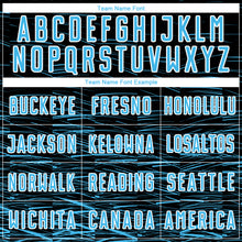 Load image into Gallery viewer, Custom Black Sky Blue-White Line Sublimation Soccer Uniform Jersey