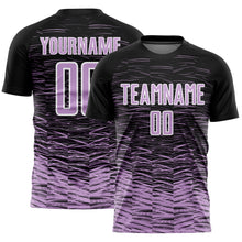 Load image into Gallery viewer, Custom Black Light Purple-White Line Sublimation Soccer Uniform Jersey