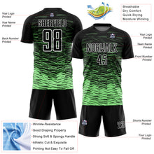 Load image into Gallery viewer, Custom Black Pea Green-White Line Sublimation Soccer Uniform Jersey