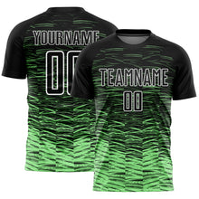 Load image into Gallery viewer, Custom Black Pea Green-White Line Sublimation Soccer Uniform Jersey