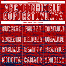 Load image into Gallery viewer, Custom Red Navy-White Line Sublimation Soccer Uniform Jersey