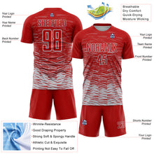Load image into Gallery viewer, Custom Red Silver-White Line Sublimation Soccer Uniform Jersey