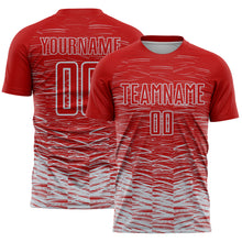 Load image into Gallery viewer, Custom Red Silver-White Line Sublimation Soccer Uniform Jersey