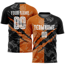 Load image into Gallery viewer, Custom Graffiti Pattern Black-Texas Orange Scratch Sublimation Soccer Uniform Jersey