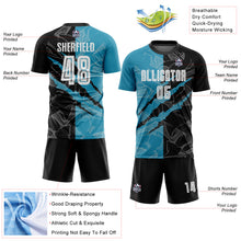 Load image into Gallery viewer, Custom Graffiti Pattern Black-Panther Blue Scratch Sublimation Soccer Uniform Jersey