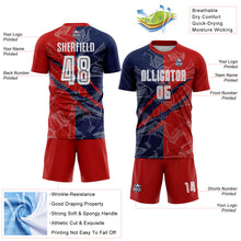Load image into Gallery viewer, Custom Graffiti Pattern Red-Navy USA Scratch Sublimation Soccer Uniform Jersey