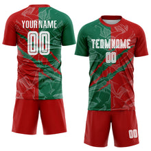 Load image into Gallery viewer, Custom Graffiti Pattern Red-Kelly Green Scratch Sublimation Soccer Uniform Jersey