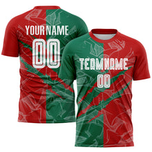 Load image into Gallery viewer, Custom Graffiti Pattern Red-Kelly Green Scratch Sublimation Soccer Uniform Jersey