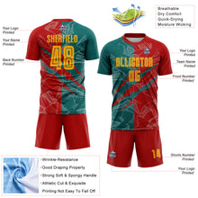 Load image into Gallery viewer, Custom Graffiti Pattern Yellow Red-Teal Scratch Sublimation Soccer Uniform Jersey