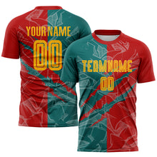 Load image into Gallery viewer, Custom Graffiti Pattern Yellow Red-Teal Scratch Sublimation Soccer Uniform Jersey