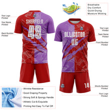 Load image into Gallery viewer, Custom Graffiti Pattern Red-Medium Purple Scratch Sublimation Soccer Uniform Jersey