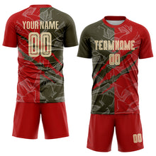 Load image into Gallery viewer, Custom Graffiti Pattern City Cream Red-Olive Scratch Sublimation Soccer Uniform Jersey