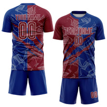Load image into Gallery viewer, Custom Graffiti Pattern Crimson-Royal Scratch Sublimation Soccer Uniform Jersey