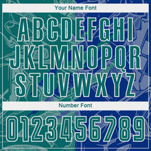 Load image into Gallery viewer, Custom Graffiti Pattern Teal-Royal Scratch Sublimation Soccer Uniform Jersey