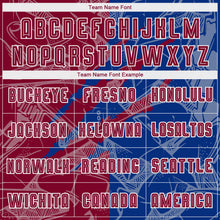 Load image into Gallery viewer, Custom Graffiti Pattern Maroon-Royal Scratch Sublimation Soccer Uniform Jersey