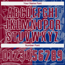 Load image into Gallery viewer, Custom Graffiti Pattern Maroon-Royal Scratch Sublimation Soccer Uniform Jersey