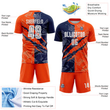 Load image into Gallery viewer, Custom Graffiti Pattern Navy-Orange Scratch Sublimation Soccer Uniform Jersey