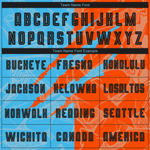 Load image into Gallery viewer, Custom Graffiti Pattern Black Sky Blue-Orange Scratch Sublimation Soccer Uniform Jersey