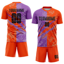 Load image into Gallery viewer, Custom Graffiti Pattern Black Medium Purple-Orange Scratch Sublimation Soccer Uniform Jersey