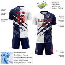Load image into Gallery viewer, Custom Graffiti Pattern Red-Navy Scratch Sublimation Soccer Uniform Jersey