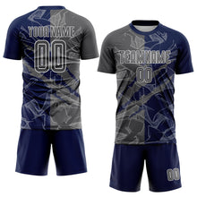 Load image into Gallery viewer, Custom Graffiti Pattern Steel Gray-Navy Scratch Sublimation Soccer Uniform Jersey