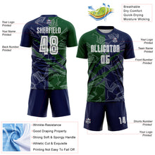 Load image into Gallery viewer, Custom Graffiti Pattern Green-Navy Scratch Sublimation Soccer Uniform Jersey