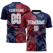 Load image into Gallery viewer, Custom Graffiti Pattern Crimson-Navy Scratch Sublimation Soccer Uniform Jersey