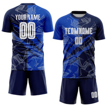 Load image into Gallery viewer, Custom Graffiti Pattern Thunder Blue-Navy Scratch Sublimation Soccer Uniform Jersey