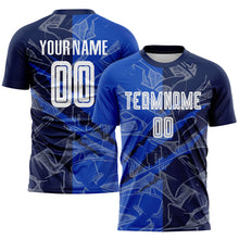 Load image into Gallery viewer, Custom Graffiti Pattern Thunder Blue-Navy Scratch Sublimation Soccer Uniform Jersey