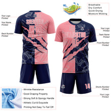 Load image into Gallery viewer, Custom Graffiti Pattern Medium Pink-Navy Scratch Sublimation Soccer Uniform Jersey