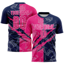 Load image into Gallery viewer, Custom Graffiti Pattern Hot Pink-Navy Scratch Sublimation Soccer Uniform Jersey