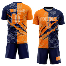 Load image into Gallery viewer, Custom Graffiti Pattern Bay Orange-Navy Scratch Sublimation Soccer Uniform Jersey