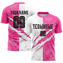 Load image into Gallery viewer, Custom Graffiti Pattern Black-Pink Scratch Sublimation Soccer Uniform Jersey