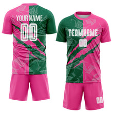Load image into Gallery viewer, Custom Graffiti Pattern Kelly Green-Pink Scratch Sublimation Soccer Uniform Jersey