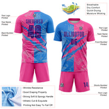 Load image into Gallery viewer, Custom Graffiti Pattern Purple Powder Blue-Pink Scratch Sublimation Soccer Uniform Jersey
