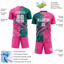 Load image into Gallery viewer, Custom Graffiti Pattern Teal-Pink Scratch Sublimation Soccer Uniform Jersey