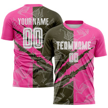 Load image into Gallery viewer, Custom Graffiti Pattern Olive-Pink Scratch Sublimation Soccer Uniform Jersey
