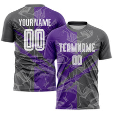Load image into Gallery viewer, Custom Graffiti Pattern Steel Gray-Purple Scratch Sublimation Soccer Uniform Jersey