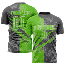 Load image into Gallery viewer, Custom Graffiti Pattern Aurora Green-Steel Gray Scratch Sublimation Soccer Uniform Jersey