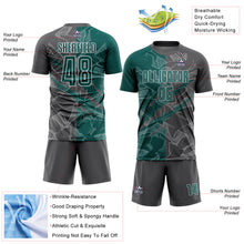 Load image into Gallery viewer, Custom Graffiti Pattern Midnight Green-Steel Gray Scratch Sublimation Soccer Uniform Jersey