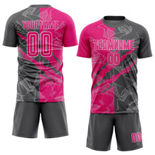 Load image into Gallery viewer, Custom Graffiti Pattern Hot Pink-Steel Gray Scratch Sublimation Soccer Uniform Jersey