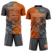 Load image into Gallery viewer, Custom Graffiti Pattern Texas Orange-Steel Gray Scratch Sublimation Soccer Uniform Jersey