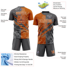 Load image into Gallery viewer, Custom Graffiti Pattern Texas Orange-Steel Gray Scratch Sublimation Soccer Uniform Jersey