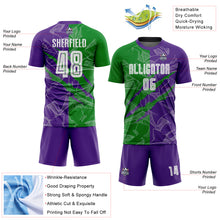 Load image into Gallery viewer, Custom Graffiti Pattern Grass Green-Purple Scratch Sublimation Soccer Uniform Jersey